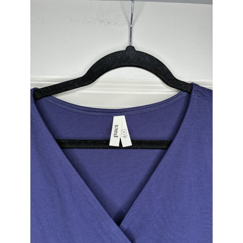 Pact Organic Fit & Flare Crossover Dress Eclipse Purple Navy Size Medium - Picture 4 of 8